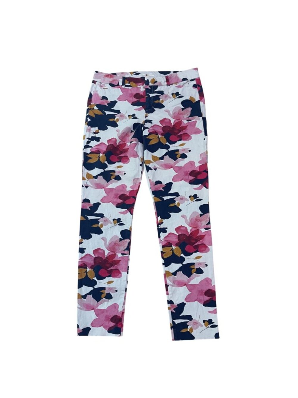 Old Navy Mid Rise Floral Pixie Pants Women's Size 12 TALL Secret Slim Pockets